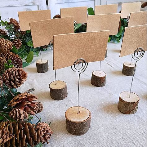 Wood Table Number Holder, Wooden Place Card Holders, Wood Place Card Holders, Wood Table Numbers, Rustic Table Numbers, Table Number Stands, Place Card Holders Wedding, Table Number Holders, Memo Holder