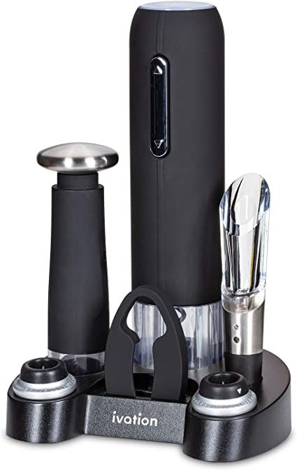 Amazon.com | Ivation Wine Gift Set, Includes Electric Wine Bottle Opener, Wine Aerator, Vacuum Wine Preserver, 2 Bottle Stoppers, Foil Cutter & Charging Base: Bar Tools & Drinkware Wine Gadgets, Wine Aerator Pourer, Electric Wine Bottle Opener, Wine Corkscrew, Wine Aerator, Wine Gift Set, Electric Wine Opener, Wine Preserver, Wine Set