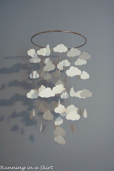 Aviation Nursery Theme, Weather Theme Nursery, Aviation Nursery Boy, Sky Nursery Theme, Sky Themed Nursery, Aviation Nursery, Diy Clouds, Cloud Mobile, Kids' Room