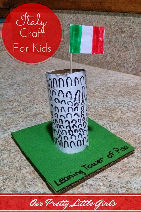 Leaning Tower Of Pisa. Italy Kids Craft Project...make a "map" of different places Around The World Crafts For Kids, Around The World Theme, Italy For Kids, Country Studies, World Thinking Day, Tower Of Pisa, Pisa Italy, Italy Art, Learning Italian