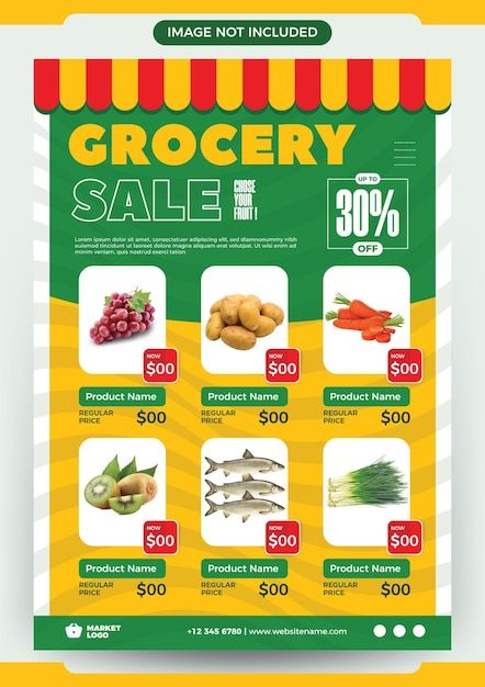 Grocery sale product catalog template | Premium Vector #Freepik #vector #background Grocery Store Flyer Design, Grocery Store Social Media, Products Catalog Design, Grocery Banner, Supermarket Poster, Grocery Store Flyers, Products Flyer, Product Ads Design, Grocery Flyer