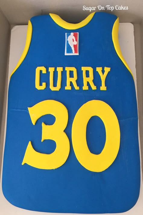 Steph curry jersey cake Facebook.com/SugarOnTopCakes  Sugarontopcakesandsweets.com Jersey Cake Basketball, Steph Curry Cake Ideas, Stephen Curry Cake Ideas, Steph Curry Birthday Cake, Steph Curry Birthday Party Ideas, Steph Curry Cake, Nba Basketball Cake, Stephen Curry Cake, Stephen Curry Funny