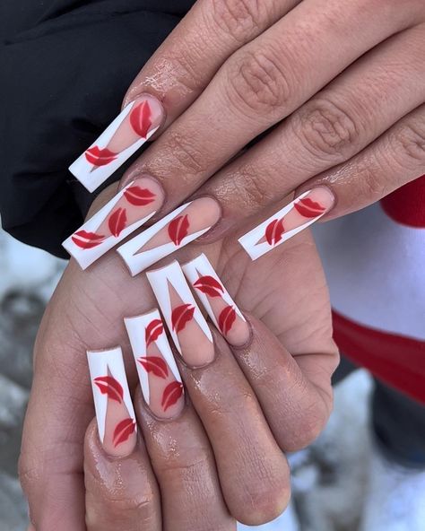 Red Kiss Nails, Gangsta Nails, Gel X Tips, Groovy Nails, 2025 Nails, Kiss Press On Nails, Nails Long Square, Neon Acrylic Nails, Nails Short Square