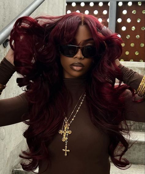 Mode Poses, Pretty Hair Color, Burgundy Hair, Front Lace Wigs Human Hair, Baddie Hairstyles, Black Girls Hairstyles, Aesthetic Hair, Pretty Hairstyles, Locs