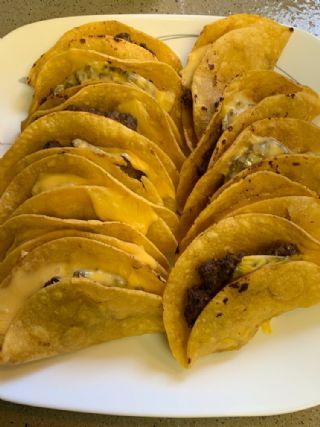 Deep Fried Tacos recipe - from the Family Cookbook Deep Fried Chicken Tacos, Fried Tacos Recipe Corn Tortillas, Deep Fried Tacos Recipe, Fried Tacos Recipe Ground Beef, Fried Enchiladas, Fried Tacos Recipe, Mini Tacos Recipe, Deep Fried Tacos, Deep Fried Wontons