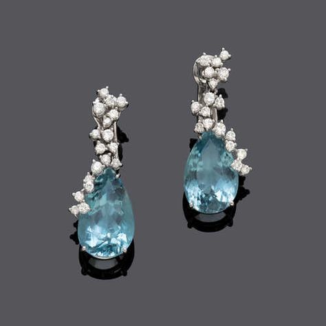 Beautiful Diamond Earrings, Classy Earrings, Earrings Ideas, Aquamarine Earrings, Aquamarine Jewelry, Sapphire Bracelet, Blue Jewelry, Diamond Hoop Earrings, Diamond Drop Earrings