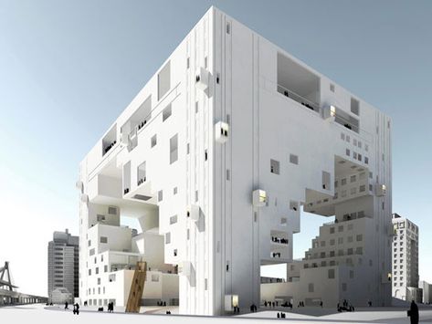 Taipei Performing Arts Center proposal by NL Architects Taipei Performing Arts Center, Cubist Architecture, Oma Architecture, Cubic Architecture, Cubes Architecture, Architecture Cool, Architectural Rendering, Performing Arts Center, Space Architecture