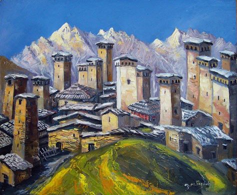 Surrealism found in the mountains - Unknown Georgian genius artist living in Svaneti Georgian Ornaments, Georgian Art, Artist Bedroom, Color Mixing Chart, Procreate Art, Art Painting Gallery, Painting Gallery, Painting Sculpture, History Museum