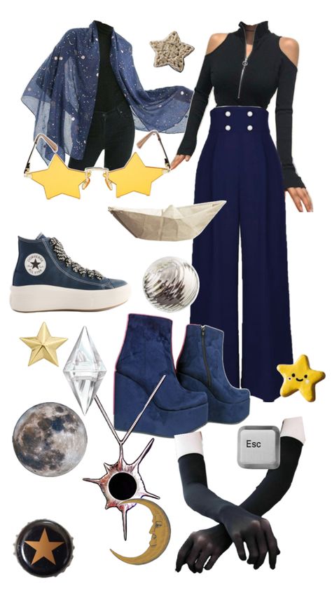 Astrology Clothing Aesthetic, Arcana Outfit Ideas, Casual Celestial Outfits, Astroacademia Outfits, Space Core Clothes, Space Punk Fashion, Cute Space Outfits, Astrologist Outfit, Masc Witchy Outfits