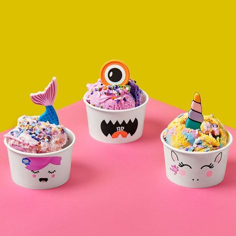 BASKIN-ROBBINS HAS NEW ICE CREAM CREATURE CREATIONS, INCLUDING A MERMAID AND UNICORN | Say hello to The Mermaid, The Unicorn, and The Monster! Mermaid And Unicorn, Baskin Robbins Ice Cream, Halloween Ice Cream, Zombie Cake, Hawaiian Shaved Ice, Unicorn Ice Cream, Ice Cream Logo, Ice Cream Place, Ice Cream Business