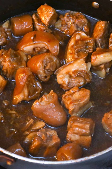 Pig Tails Recipe Southern, Pigs Tail Recipe, Pig Trotters Recipes, Wild Pig Recipes, Pigtail Recipes, Bbq Pig Feet Recipe, Pork Souse, Pork Souse Recipe, Pork Feet Recipe