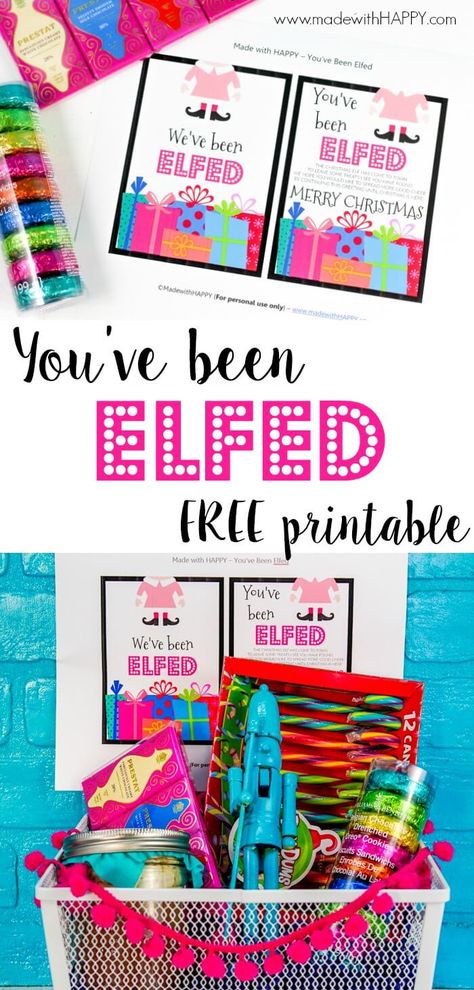 Gift idea for your neighbors along with a You've Been Elfed Free Printable. Secret Santa gift tags for your neighborhood during the holidays.  You've been elfed. Holiday Gift Ideas. Neighbor Gift Ideas. You've Been Elfed, Easy Toddler Crafts, Santa Gift Tags, Christmas Neighbor, Christmas Gifts For Teen Girls, Neighbor Christmas Gifts, Printable Activities For Kids, Neighbor Gifts, Holiday Gift Tags