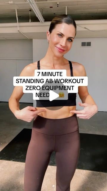 RACHEL HULTEEN - CPT & NUTRITION COACH on Instagram: "7 minute standing ab workout - zero equipment required 🤗  - Standing elbow to knee (1 minute per side)  - Standing forward elbow to knee (1 minute per side)  - Alternating marches (1 minute)  - Alternating opposite arm to leg taps (1 minute)  - Standing back leg extension & knee to chest (30 seconds per side) #standingabs" Standing Exercises For Women, Standing Arm Workout, Standing Core Workout, Standing Ab Workout, Standing Abs Workout, Standing Exercises, Core Fitness, Senior Exercises, Standing Ab Exercises