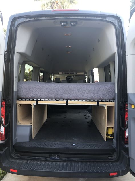 Queen Bed setup for sale. 2016 Ford Transit 350... Ford Transit Bed Ideas, Ford Transit Camper Conversion, Bed Setup, Ford Transit Camper, Transit Camper, Camper Conversion, Queen Mattress, I Am A Queen, Queen Bed