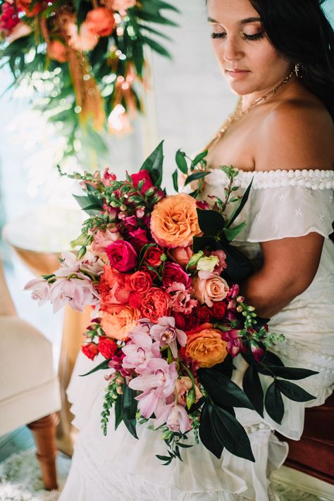 Mexican Bride Bouquet, Spanish Bouquet, Pride Photoshoot, Tropical Elopement, Tropical Themed Wedding, Zion Wedding, Wedding In Arizona, Flower Moxie, Flower Workshop