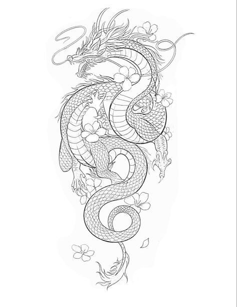 Dragons Tattoos, Dragon Tattoo Outline, Dragon Tattoo Stencil, Asian Dragons, Dragon Tattoo Drawing, Asian Dragon Tattoo, Red Dragon Tattoo, Dragon Tattoo Art, Chinese Dragon Tattoos