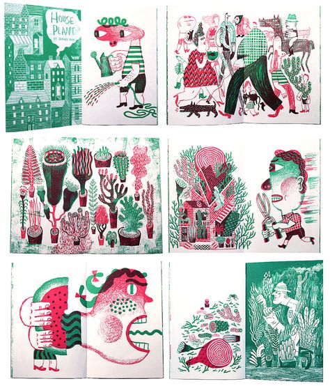 Colour Palette Illustration, Cool Illustration Art, Joohee Yoon, Textured Illustration, Comic Book Design, Chameleon Art, Monochromatic Art, Art Zine, Building Illustration