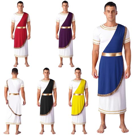 Men Toga Greek God Costume Short Sleeve Roman Cosplay Robe Toga Roman Costume | eBay Greek Gods Costume, Athlete Costume, Greek Mythology Costumes, Greece Theme, Mythology Costumes, Greek Outfit, Greek Toga, Greek God Costume, Ancient Greek Clothing