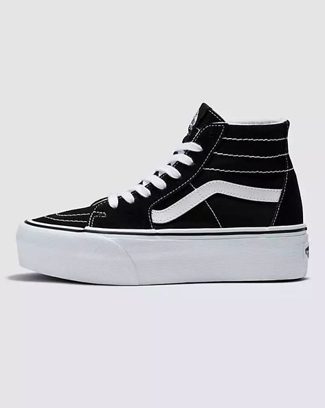 Vans Tapered, High Tops Vans, Platforms Aesthetic, Platform High Tops, Swaggy Clothes, Vans Platform Sneakers, Vans Shoes Fashion, Cc Shoes, Black Platform Shoes