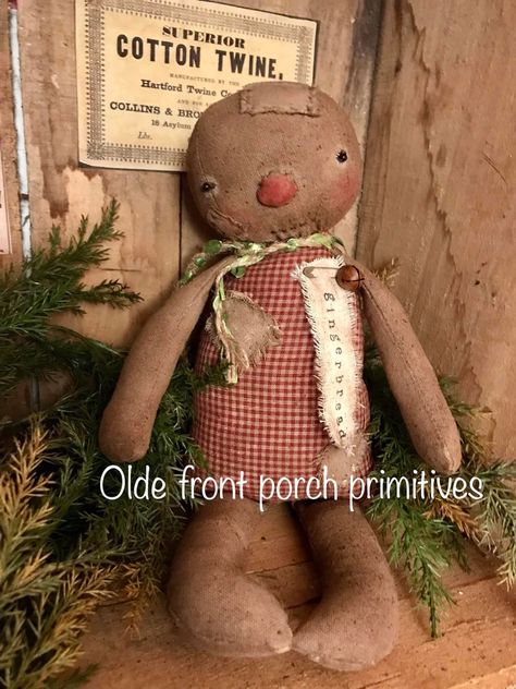 Primitive Gingerbread, Gingerbread People, Gingerbread Crafts, Primitive Dolls, Christmas Gingerbread, Man In Love, Doll Making, Gingerbread Man, Front Porch