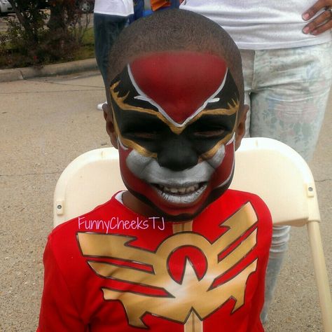 #Power Rangers #Mask #Fall Harvest #Halloween #costumes #face painting #FunnyCheeksTJ Power Ranger Face Paint, Power Rangers Mask, Power Ranger Party, Go Busters, Kids Face Paint, Face Painting Designs, Power Ranger, Facepaint, Kid Crafts