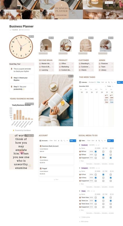 Free Digital Planner Templates Notion Business Dashboard, Business Notion Template, Notion Tutorial, Notion Business, Notion Inspiration, Travel Budget Planner, Business Dashboard, Notion Inspo, Notion Ideas