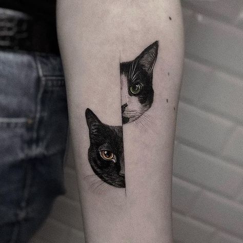 Cat Tattoos on Instagram: “Kitty tattoo by @roglestattoo #cattattoos #cattattoo #cattoos #cattoo #cattattoosofinstagram #cattattoodesign #catsofig #catstagram…” Gray Cat Tattoo, Grey Cat Tattoo, Small Cat Tattoo, Cat Portrait Tattoos, Cat Tattoo Simple, Bible Verse Tattoos, Black Cat Tattoos, Arm Art, Cat Tattoo Designs