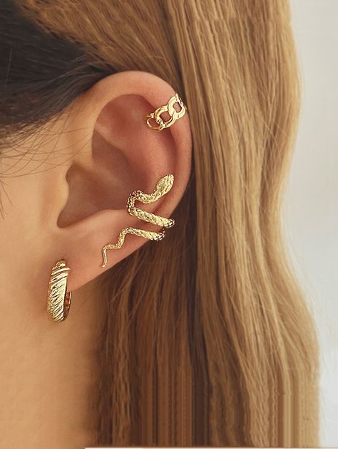 Leaf Ear Cuffs, Snake Ears, Y2k Accessories, Fake Piercing, Snake Earrings, Snake Design, Ear Cuff Earings, Ear Cuffs, Cuff Earrings