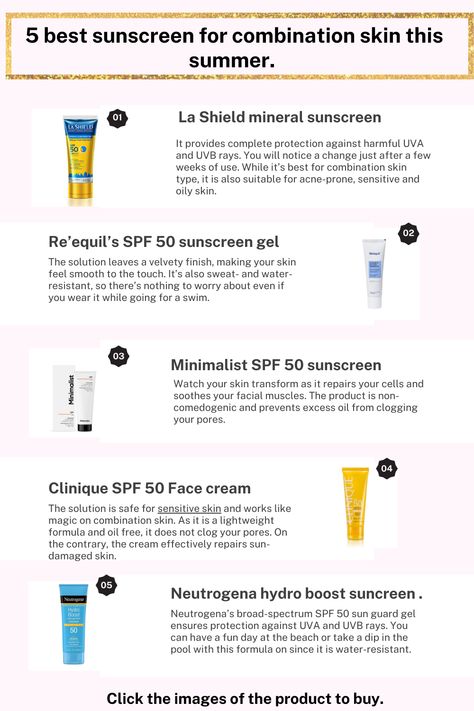 This sunscreen not only protects you from sun but also helps with skin hydration, with pores problems. Best Sunscreen For Combination Skin, Sunscreen For Combination Skin, Good Sunscreen For Face, Best Sunscreen, Combination Skin Type, Reduce Pores, Best Sunscreens, Skin Hydration, Mineral Sunscreen