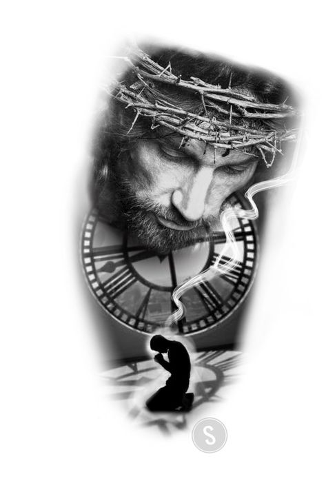 Curly Hair Fade, Religious Tattoo, Warrior Tattoos, Jesus Tattoo, Religious Tattoos, Mythology Tattoos, E Tattoo, Sleeves Ideas, Clock Art