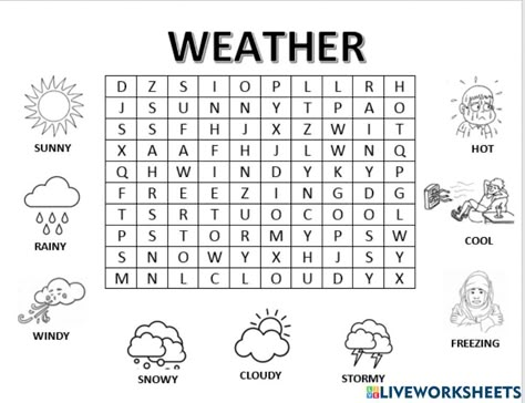 How Is The Weather, Weather Worksheets 2nd Grade, Weather And Seasons Worksheet, Weather Conditions Worksheet, Weather Worksheets Preschool, Weather Worksheets For Kids, Wordsearch Worksheets, Season Worksheet, Weather Esl