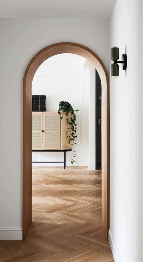 Arched Interior Design: Timeless Elegance for Visual Pleasure | Shine Rugs Arch Ideas House Interior, Archs In Living Room, Change Doorway To Arch, Arched Doorway Interior, Wood Arch Doorway, Arch Wooden Design, Rounded Doors Interior, Curved Door Frame, Wood Archways In Homes