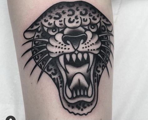 Traditional Tattoo Animals, Cat Face Tattoos, Traditional Tattoo Outline, Cheetah Tattoo, Jaguar Tattoo, American Traditional Tattoo Ideas, Traditional Tattoo Ideas, Small Chest Tattoos, Leopard Tattoos