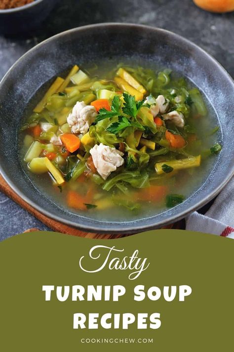 Turnip Soup Recipes, Soup With Turnips, Turnip Green Soup, Turnip Salad, Turnip Soup, Root Vegetable Soup, Turnip Recipes, Roasted Vegetable Soup, Chickpea Soup