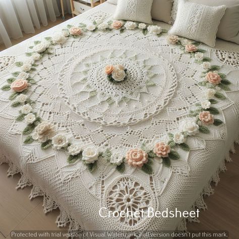 Crochet-crocheting crochet patterns Crochet Bedsheet, Bedsheets Designs, Crochet Bedsheets, Long Frock Designs, Crochet Design Pattern, Crochet Quilt, Crochet Instructions, Crochet Blankets, Knitting Ideas