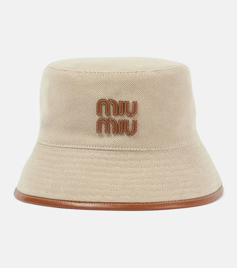 Logo canvas bucket hat in beige - Miu Miu | Mytheresa Miu Miu Bucket Hat, Miu Miu Hat, Airport Outfits, Beige Hat, Beach Hats, Beige Outfit, Beach Hat, Shop Logo, Hat Fashion