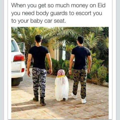 Eid Eidi  money gifts bodyguards Muslim Meme, Arabic Memes, Desi Humor, Desi Memes, Arabic Jokes, Arabic Funny, Funny Arabic Quotes, Crazy Funny Memes, Funny As Hell