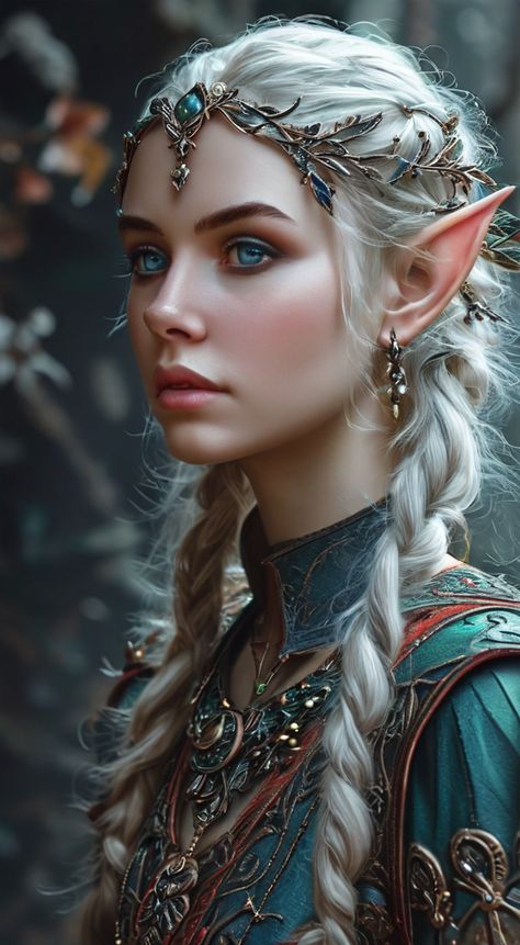 Elves Female Beautiful, Tolkien Elves, Female Elf, Fairies Elves, Cute Princess, Black Anime Characters, Fantasy Costumes, Fairytale Art, One Image