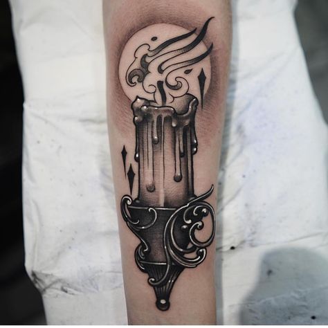 Image may contain: 1 person Vibe Tattoos, Candle Tattoo Design, Tato Phoenix, Lantern Tattoo, Candle Tattoo, Gothic Tattoo, Dark Art Tattoo, Tattoo Meaning, White Tattoo