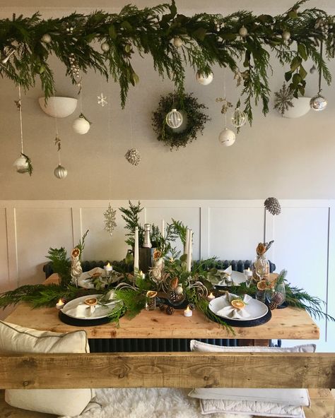 Christmas Styling: Festive Tablescape Ideas Virtual Hugs, Christmas Coffee Table Decor, Christmas Styling, Festive Tablescape, Virtual Hug, Tablescape Ideas, Artificial Garland, Rustic Candle Holders, Rustic Candles