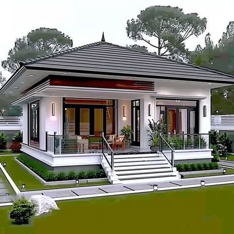 Small House Design Kerala, Small House Design Philippines, Deck Railing Ideas, Bungalow Style House, Bungalow Style House Plans, Affordable House Plans, House Roof Design, Railing Ideas, Nice House