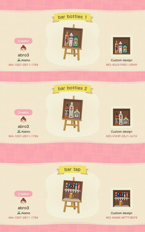 Animal Crossing Food Stalls, Bar Wall Design, Animal Crossing Funny, Pub Design, Acnh Codes, Animal Crossing Wild World, Animal Crossing Characters, Id Design, Pub Signs