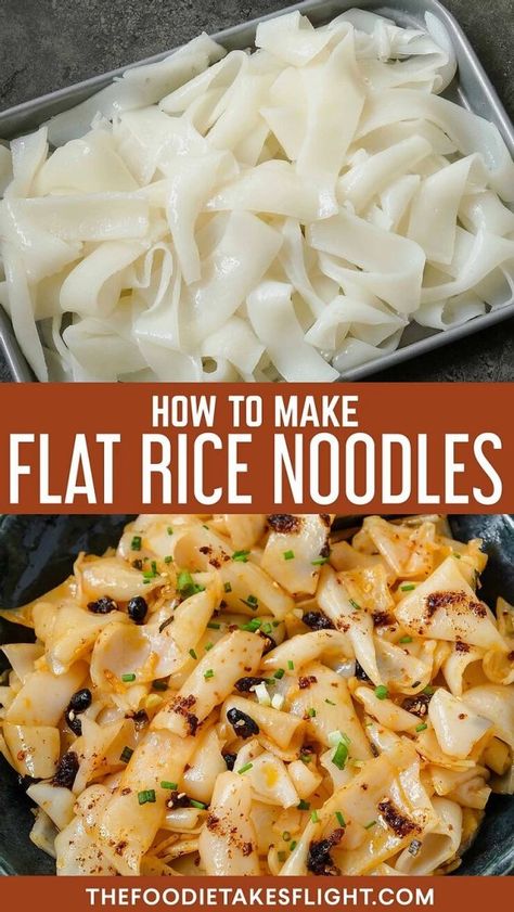 Making Fresh Rice Noodles, Mac Noodle Recipes, Homemade Rice Noodles How To Make, How To Make Rice Noodles Recipe, Flat Rice Noodles Recipes, How To Make Rice Noodles Homemade Pasta, Homemade Asian Noodles, Rice Pasta Recipes Noodles, Homemade Rice Noodle Recipes