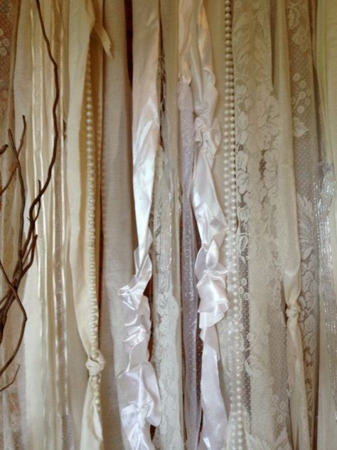 Pearls and lace backdrop Pearls Backdrop, Lace Backdrop, Lace Backdrops, Pearl Backdrop, Ribbon Backdrop, Pearl Garland, Rustic Fabric, Garland Backdrops, Pj Party