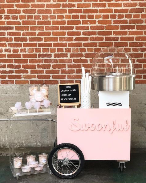 Swoonful Cotton Candy on Instagram: “Here was our setup at the Swoon event yesterday.  Thank you so much for having us @theswoonevent it was great to finally meet you. 😍” Cotton Candy Event, Vendor Stand, Cotton Candy Cart, Margaritaville Party, Bday Decor, Rental Ideas, Bridal Shower Desserts, Cart Ideas, Ice Cream Cart