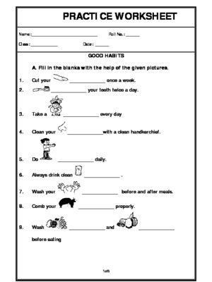 Good Habits Worksheets For Kids, Good Habits Worksheet, Hygiene Worksheet, Habits Worksheet, Personal Hygiene Worksheets, Teaching Pronouns, Evs Worksheet, Good Habits For Kids, Hygiene Lessons