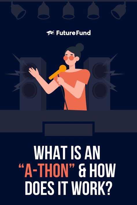 Text reads "A-Thon Fundraiser Guides & How-To’s" with an illustration of a girl singing to represent a SIng-A-Thon. Volleyball Serve, Creative Ideas To Make, Engagement Events, Giving Tuesday, Millions Of Dollars, Run It, Making Life Easier, School Fundraisers, Fundraising Events