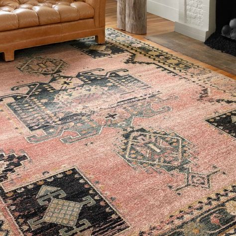 Foundry Select Vergara Southwestern Area Rug in Rose & Reviews | Wayfair Alexander Home, Distressed Area Rug, Kelly Clarkson Home, Rose Rug, Rich Color Palette, Kelly Clarkson, Livingroom Layout, Antique Inspiration, Construction Design