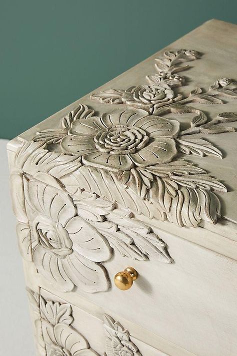 Anthropologie Hacks, Anthropologie Diy, Iod Stamps, Painted Pianos, Patina Style, Glam Design, Three Drawer Dresser, Bedroom Design Inspiration, Dresser Top