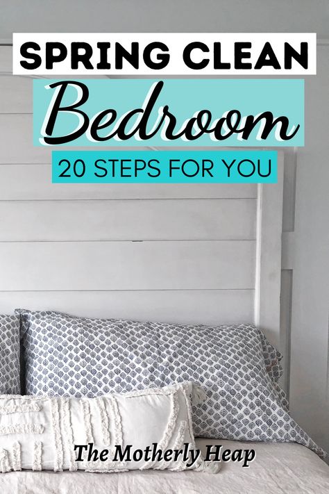 Do you need help tackling your bedroom? Do you need help with where to start the cleaning process? Here are 20 simple steps to follow in spring cleaning your bedroom! Bedroom Spring Cleaning, Kitchen Spring Cleaning, Spring Cleaning Bedroom, Spring Cleaning Kitchen, House Cleaning Tips And Tricks, Cleaning Hacks Bedroom, House Cleaning Hacks, Spring Cleaning Tips, Clean Your Room